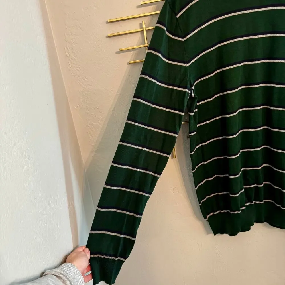 Polo Ralph Lauren Green Striped Pima Cotton Crewneck Sweater M